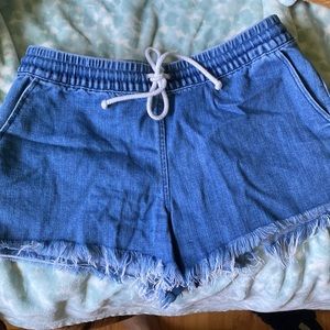 Arie blue drawstring denim shorts